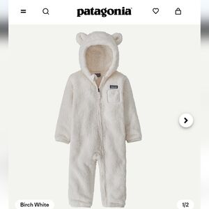 Patagonia Baby Furry Friends Fleece Bunting In Birch White